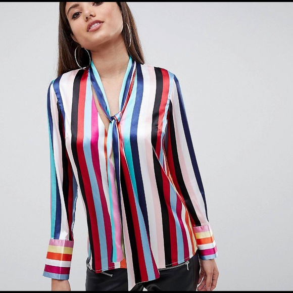 ASOS Design Plunge Blouse with Bow - Picture 3 of 3